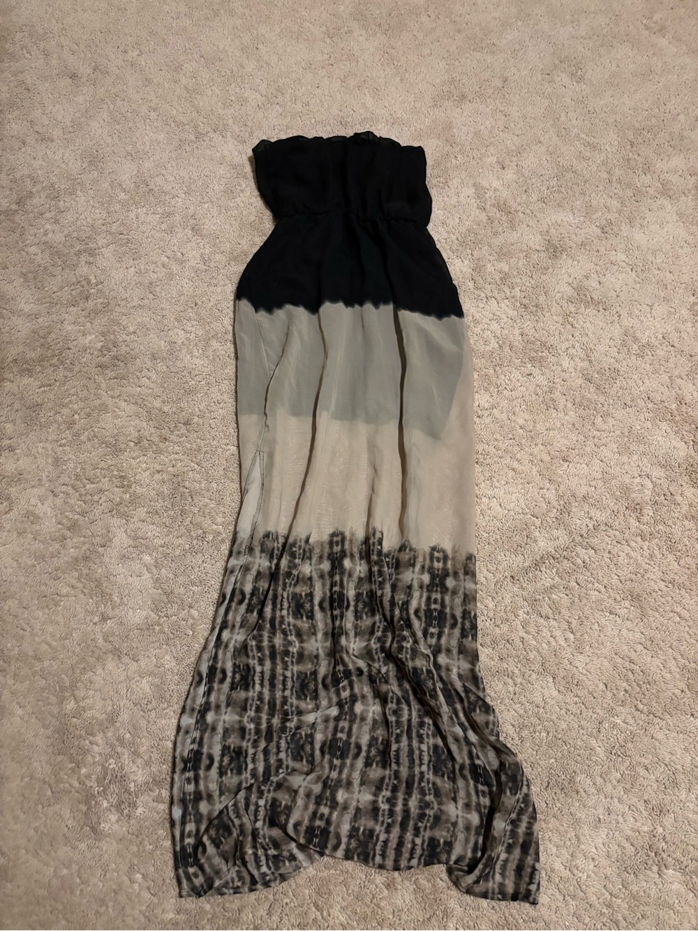 Maurices Black and Cream Strapless Ombre Maxi Dress